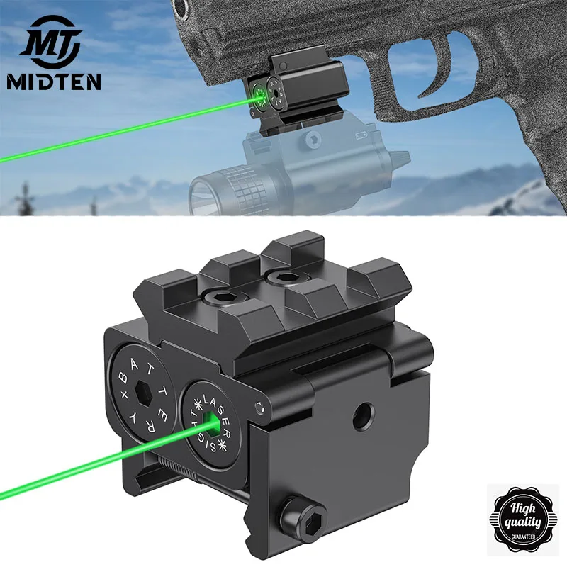 

MidTen Green Laser Sight for Pistol Low Profile Compact Rifle Gun Handgun Accurate and Keep on Zero With Picatinny/Weaver Rail