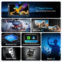 AINAVI Autoradio pour automobile universelle, sans fil, Carplay, Android Auto, Bluetooth, 2Din, lecteur vidéo multimédia, navigation Linux, stéréo automobile, affichage audio, système d'infodivertissement automobile, systèmes intelligents, Android Auto sans fil, Apple Carplay, autoradio 7 pouces 5
