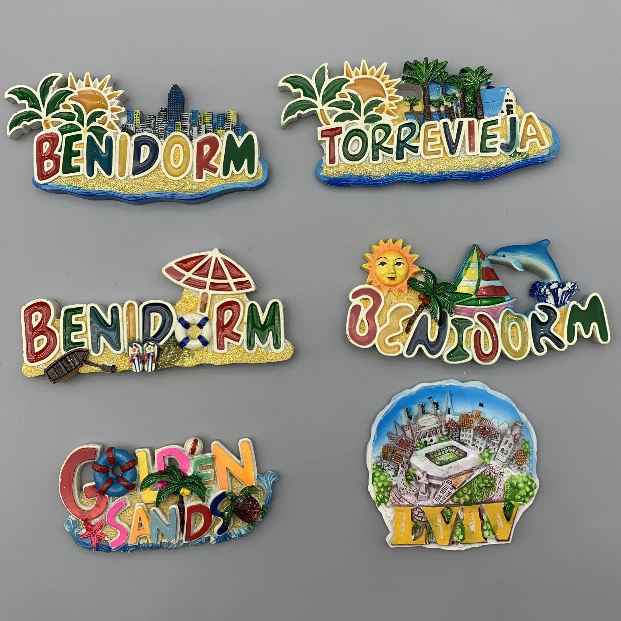 Special Offer Spain Torrevieja Benidorm Ukraine Tourist Souvenirs Refrigerator Magnetic Stickers Travel collection Gift