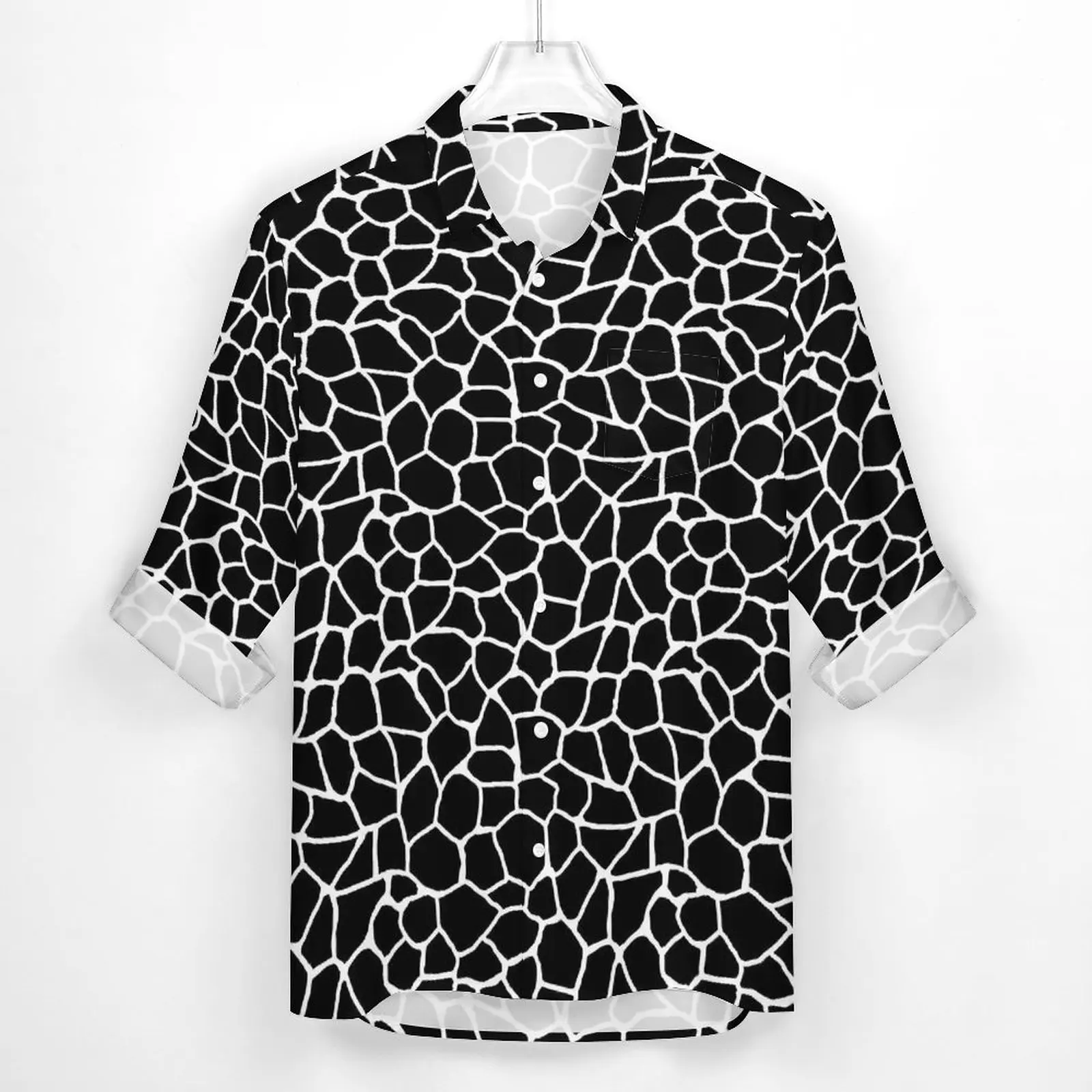 メンズ 長袖シャツ ブラック ホワイト アニマル 3XL USA 古着 90s 超ビッグサイズ NORTH RIVER 犬 鳥 総柄 長袖コットンシャツ メンズ3XL