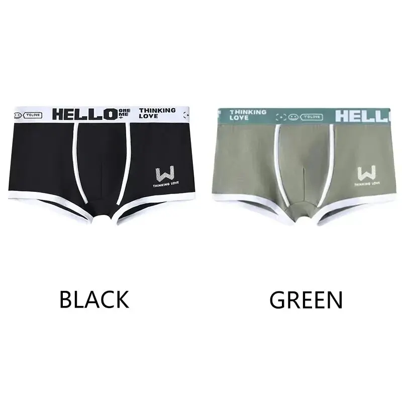 Boxer Shorts Hommes Coton Sous-V&ecirc;tements Noir Vert XL 2XL 3XL Lettre Ceinture Respirant Doux Mode Sport