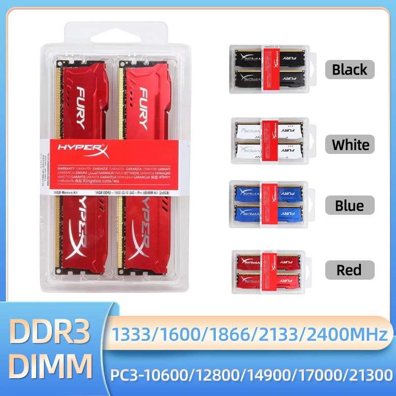 Memoria Ram Ddr3 8Gb 16Gb (2X8Gb) Kit Ram 1600Mhz 1333Mhz 1866Mhz 2133Mhz 2400Mhz Desktop Ram 1.5V Dimm Pc3-12800 14900 Hyperx