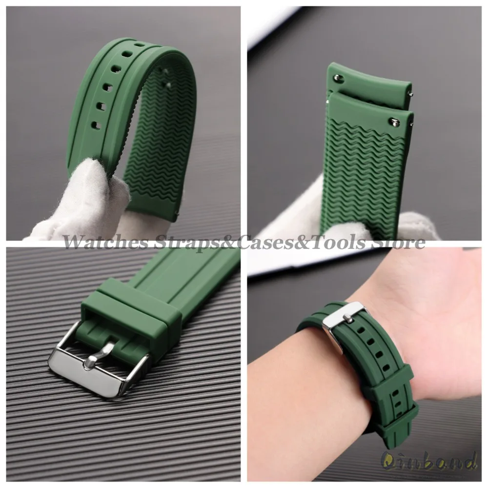 Premium Silicone Watch Band - Soft Rubber Strap with Curved Ends, Waterproof and Versatile