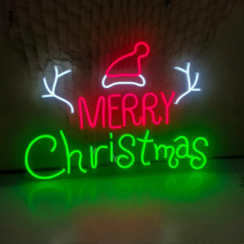 

christmas decoration 2023 Stocking Neon Light with Acrylic Board Christmas Neon Light Christmas Gift LED Christmas Sign