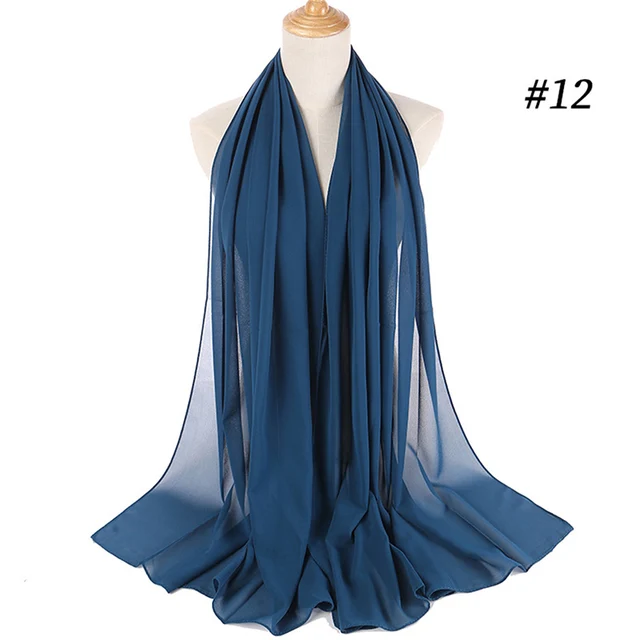 Musulman en mousseline de soie Hijab femmes bulle en mousseline de soie écharpe pour femmes dames voile musulman Islam couleur unie malaisie Musulman Wrap foulards