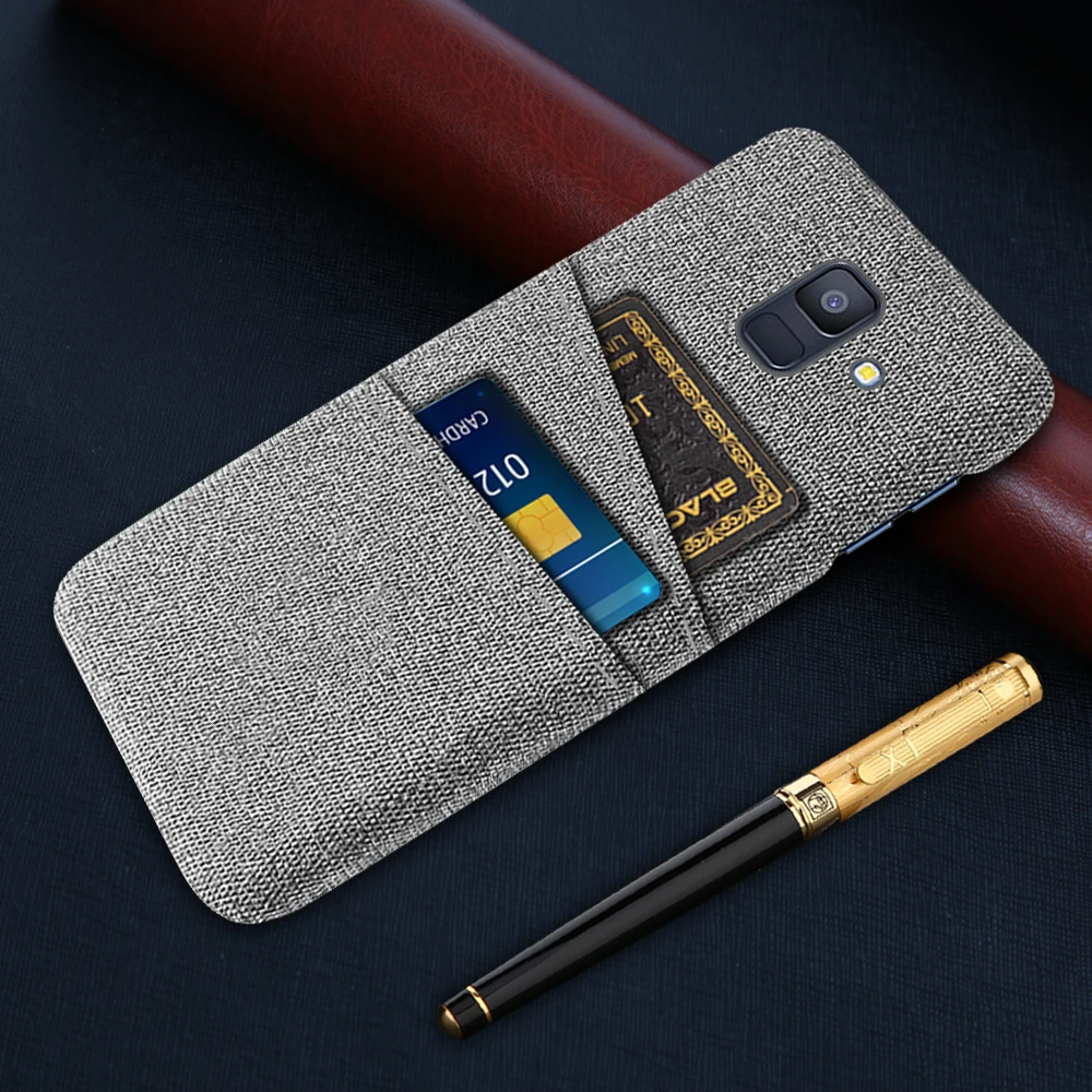 Custodia Per Carte Per Samsung Galaxy A6 2018 Dual Card Panno In Tessuto Cover Di Lusso Sim Sm A600 A600F Per Samsung A6 Plus 2018 A605 A605F