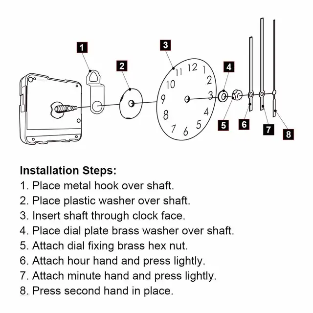 MCDFL DIY Quartz Silent Wall Clock Movement Mechanism Kit – Long Shaft 4