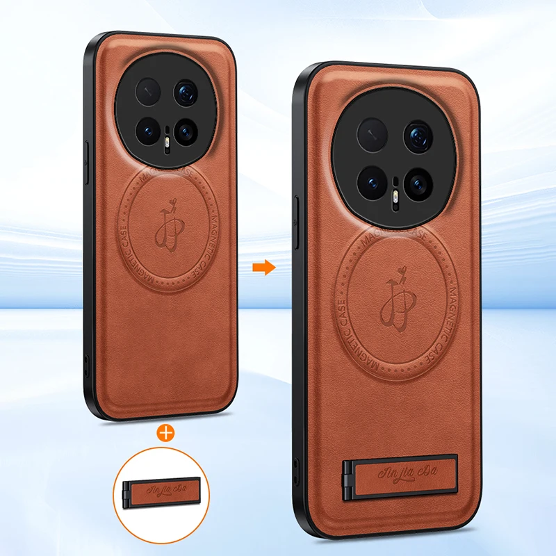 Leather Stand Case with Magnetic Closure and Full Camera Protection