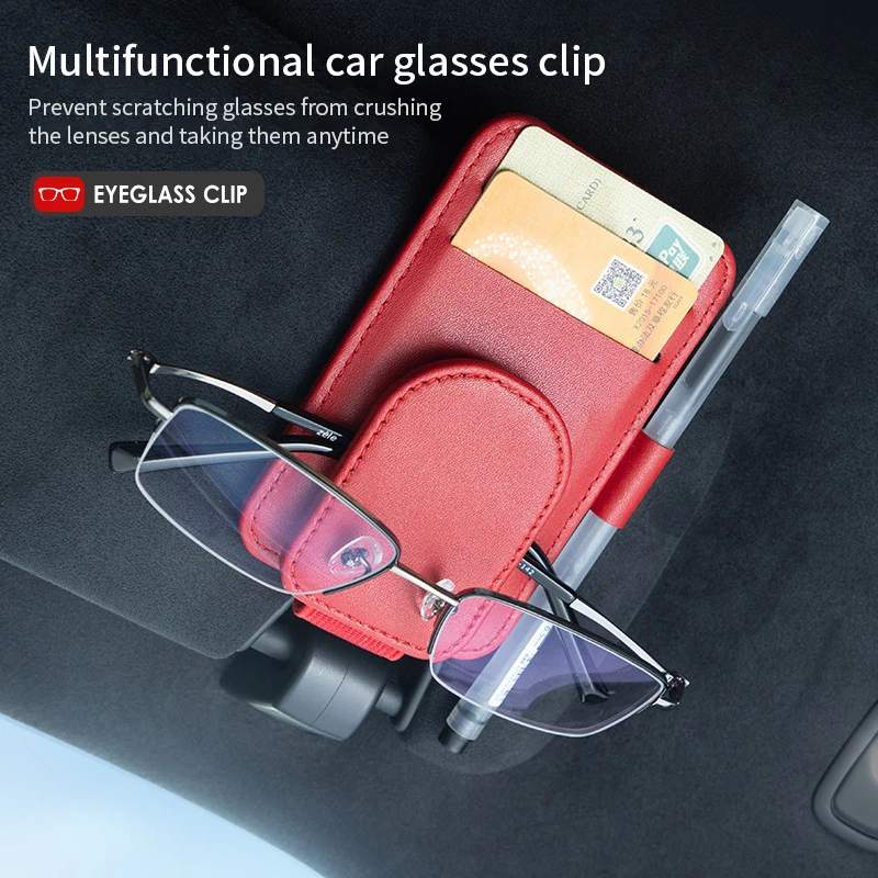Auto sonnenblende veranstalter multi pocket leder sonnenbrille halter