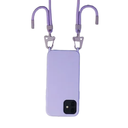 Universal Transparent Soft Rope Necklace Lanyard Phone Case with Chain - iP 12 - 12 Pro (Purple)