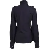 ouji Women's Victorian Gothic Blouse Ruffled High Collar Long Sleeve Renaissance Style Top Lolita Cosplay Costume Party Wear - Image 6