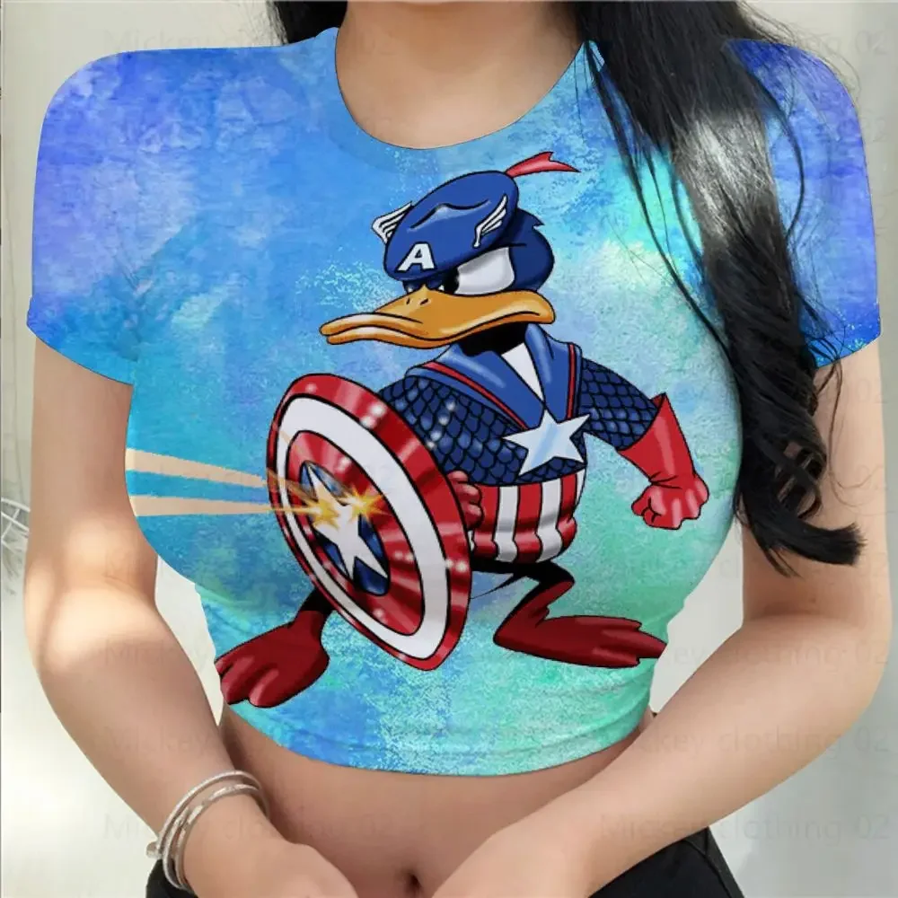 Disney - Donald Duck T-Shirt Da Donna Cartoon Summer Cute T-Shirt Stampa 3D Fashion Casual Sexy Skinny Oversize T-Shirt 2022