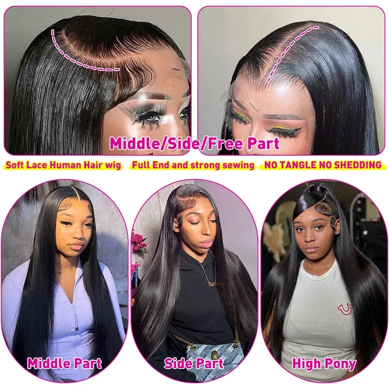 Hd Transparent Straight Lace Frontal Wig 13x6 Hd Lace Wigs Brazilian Bone Straight Lace Front Human Hair Wigs For Women