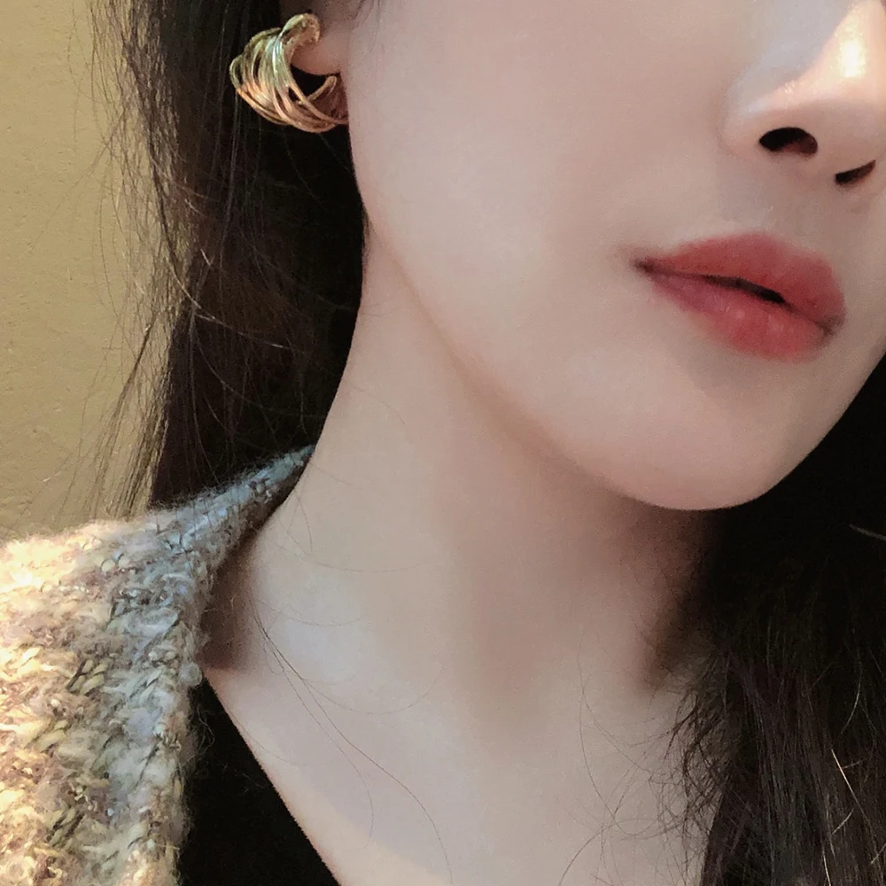 Báthory Elizabeth 2023 French Designer Personality Exaggerated Irregular 24K Gold Twisted Earrings Women Luxury Jewelry Party