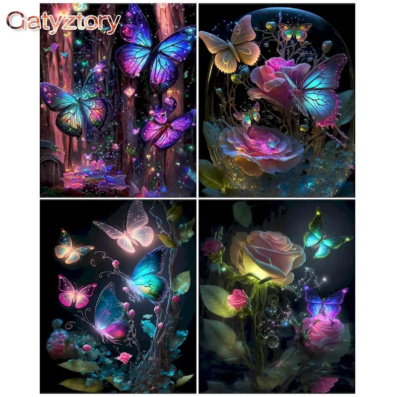 

GATYZTORY Modern Painting By Numbers Butterfly Home Decoration For Handiwork Wall Art Acrylic Paint Kit Fantasy Adults Crafts