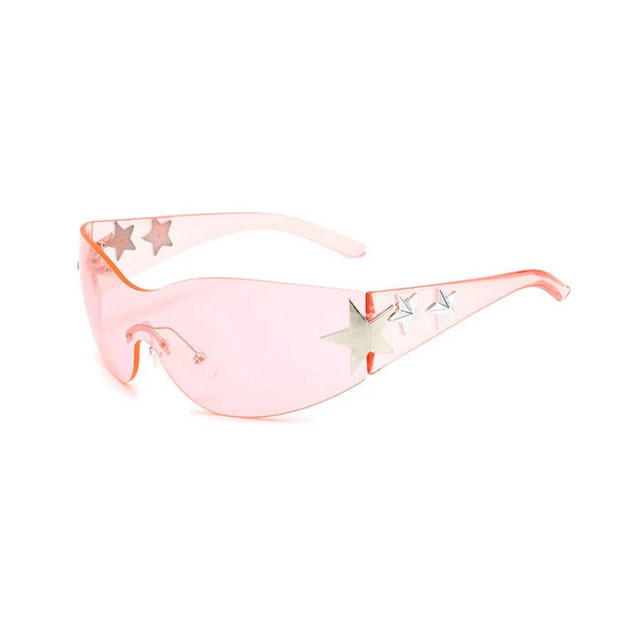 Large Frame Star Wrap Around Fashion Sunglasses - Y2K Style Summer Party Eyewear