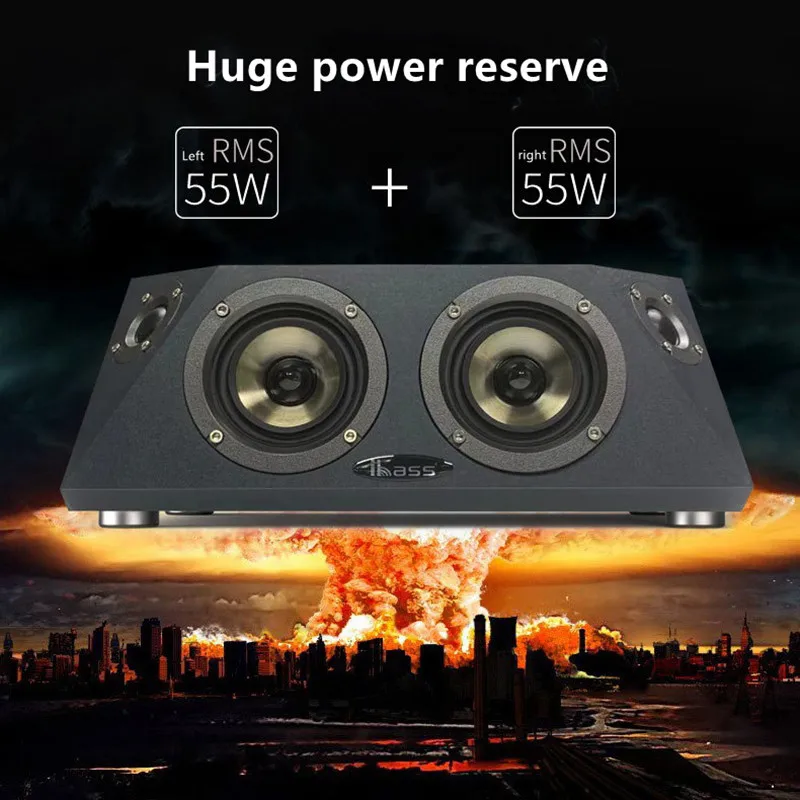 

300W High-Power Portable Wooden Bluetooth Speaker Home Theater Desktop Stereo Computer TV Multimedia Active 3D Stereo Subwoofer