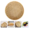 Large Size Bamboo Woven Basket Storage Tray Home Fruits Plate Dessert Snack Tray Serving Food Plate Portable Reusable Woven 3