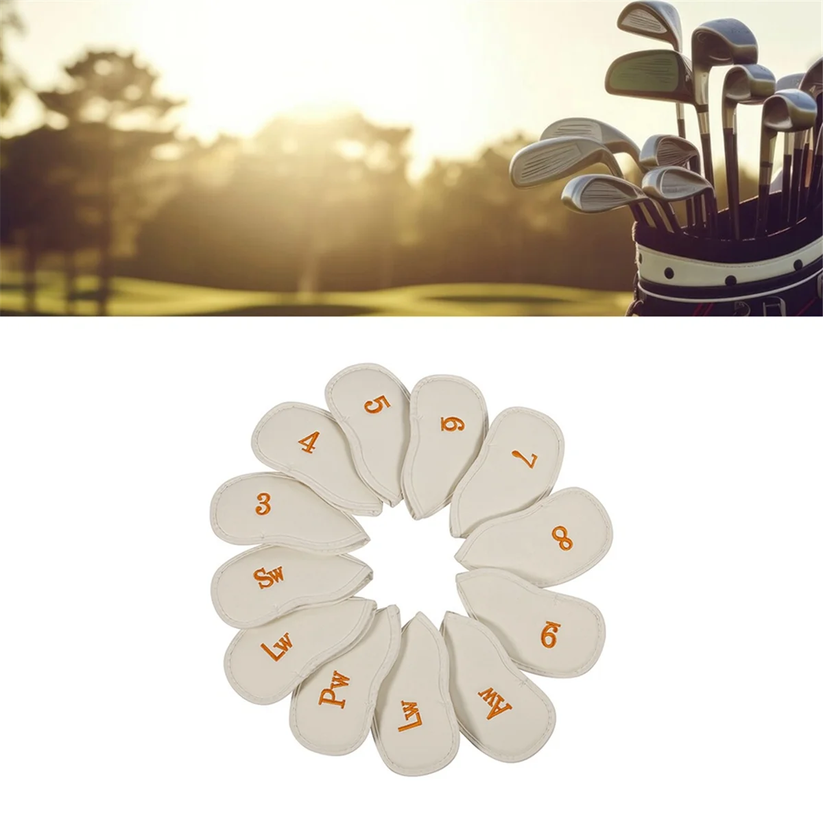 BAAU Hook and Loop Iron Cover Club Cap Cover Embroidery Golf Iron Club Protective Cover,C