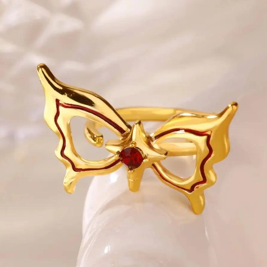 Women Ring Silver Color Zircon Stars Wing Adjustable