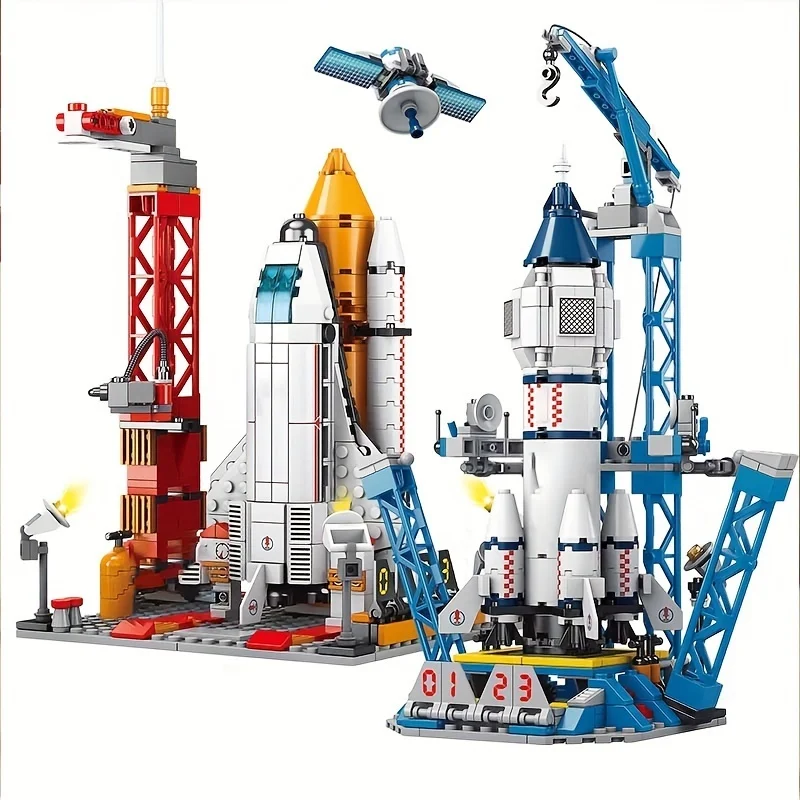 2-teiliges Space Shuttle-Raketen-Modellspielzeug, Bausteinspielzeug, DIY-Bauspielzeug für Kinder, Geschenke für Jungen und Mädchen – Detail 1