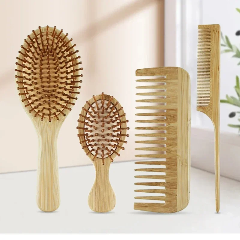 

расческа для волос Hair Comb Set Eco-friendly Bamboo Wooden Air Cushion Massage Comb For Adult Wide Tooth And Pointed Tail Cmb