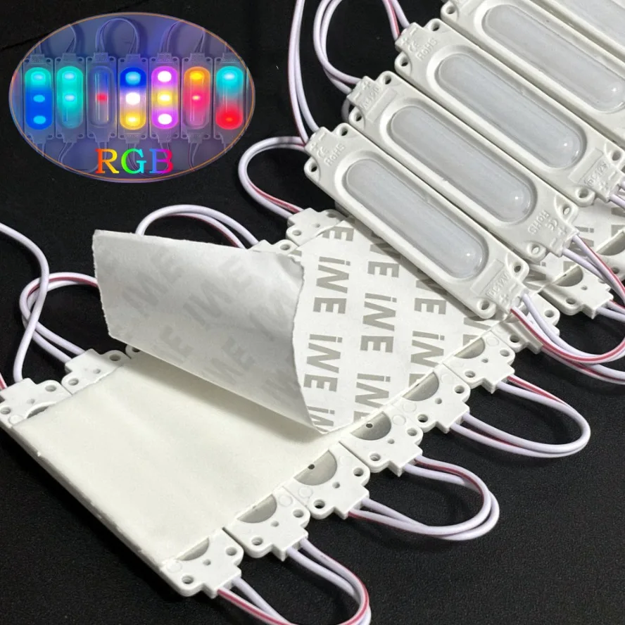 20PCS/lot Colorful Flowing RGB Multicolour Led Modules 12V COB Light Backlight Shop Banner IP65 Waterproof Car Decorative Lights
