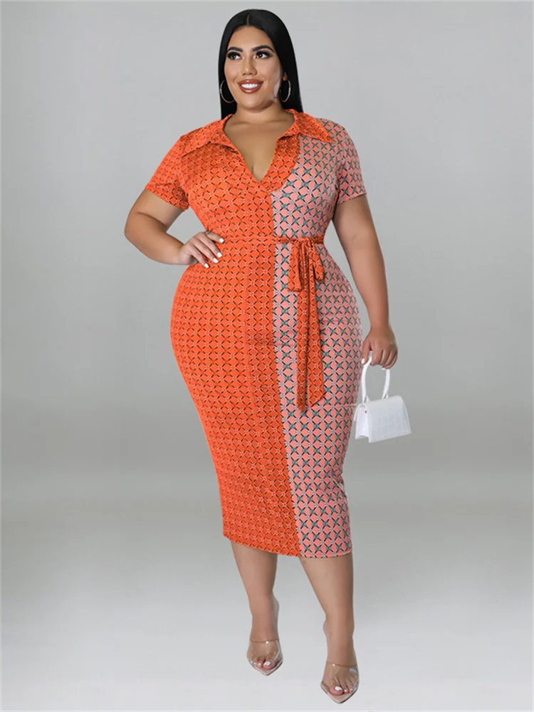 Wmstar Plus Size Women Clothing Dresses with Lace Up Patchwork Bodycon Stretch Elegant Plaid Maxi Dress Wholesale Dropshipping