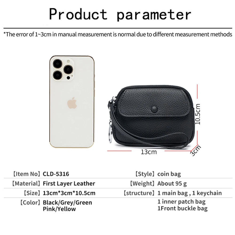 Women Coin Purse Leather  Cash Change Purse Small Portable Zipper Coin Wallet Pouch with Wristlet Strap for Teenager Girls