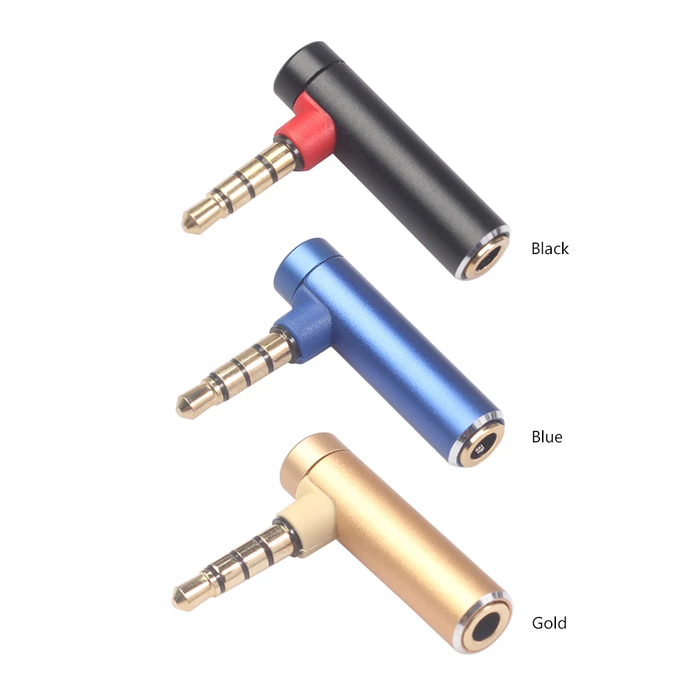 암수 오디오 컨버터 이어폰 잭, 90 도 L자형, 3.5mm, 파란색