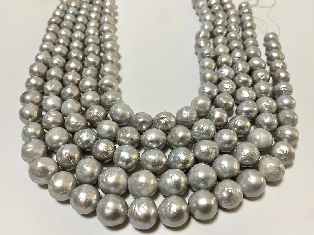 

Trendy 11-13mm Bright Light Gray Pearl Necklace For Women Natural Sea Pearl Less Flaw Fine Jewelry Party Gifts