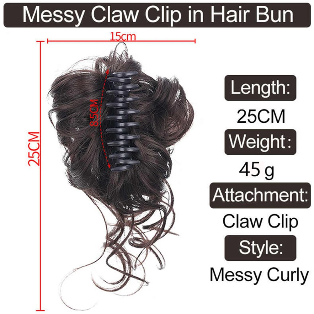 1pcs Hair Piece Extension Claw Clip Polyester Natural Curly Hairpiece Black/ Brown Messy Hair Extension for All Age Women