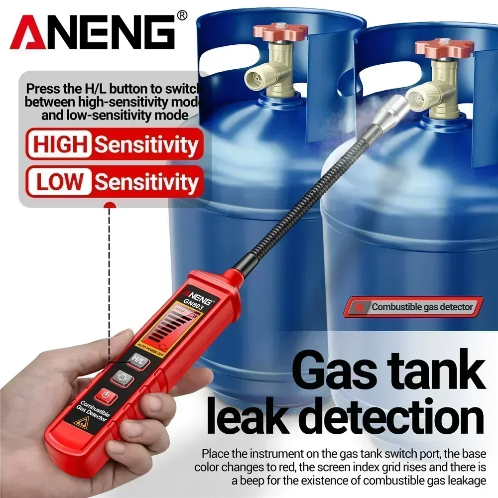 Handheld Gas Leak Detector ANENG GN803 Testers Methane Combustible Gas Detector Gases Concentration Analyzer Meter Leakage Tools 2