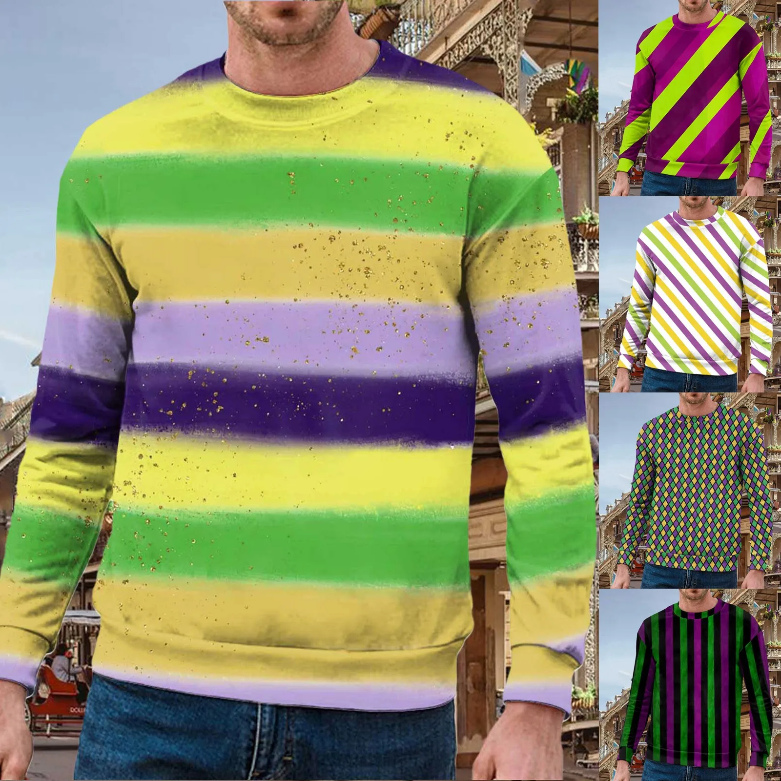 

Mens Carnival Hooded Sweatshirt With Colors And Exciting Festive Print All Over Printed Long Sleeved Round Neck Hooded