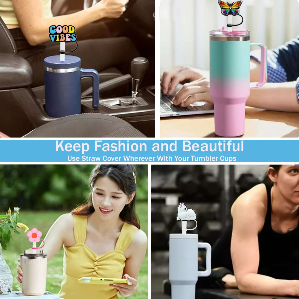 5PCS 8mm Straw Covers for 30&40Oz Drinking Cup Accessories Dustproof Straw Topper Drinkware Plug Silicone Cap Reusable