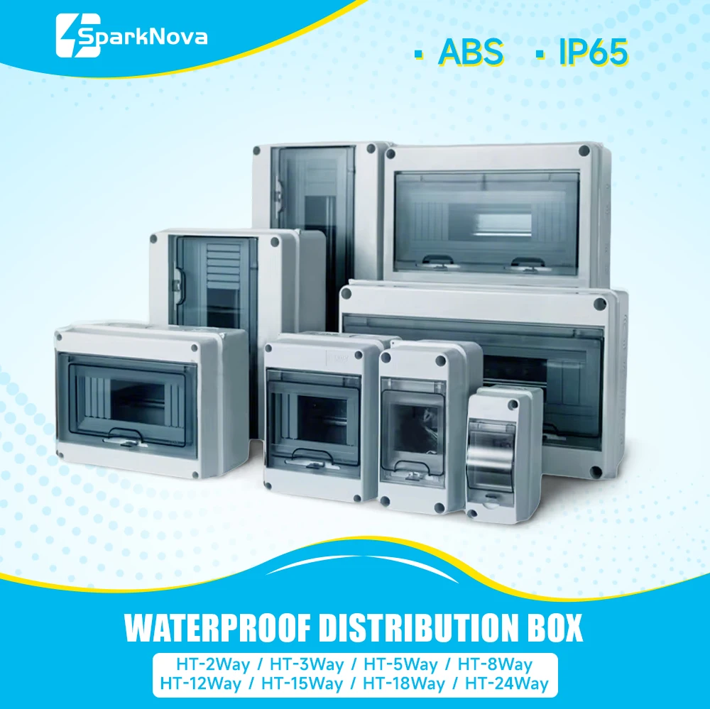 IP65 กันน้ํากล่องกระจาย 2/3/5/8/12/15/18/24WAY พลาสติก ABS ไฟฟ้า Enclosure HT Series กล่อง 1