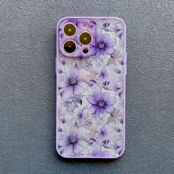 Charming Blue and White Porcelain Floral Phone Case - Shockproof Cover - iPhone 12 Pro (Purple YYFH 1)