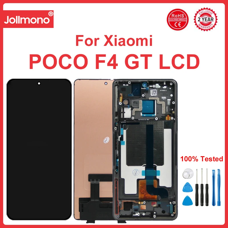 

Сменный ЖК-дисплей 6,67 дюйма POCO F4 GT, для Xiaomi Poco F4 GT 21121210G, цифровой сенсорный экран с рамкой в сборе