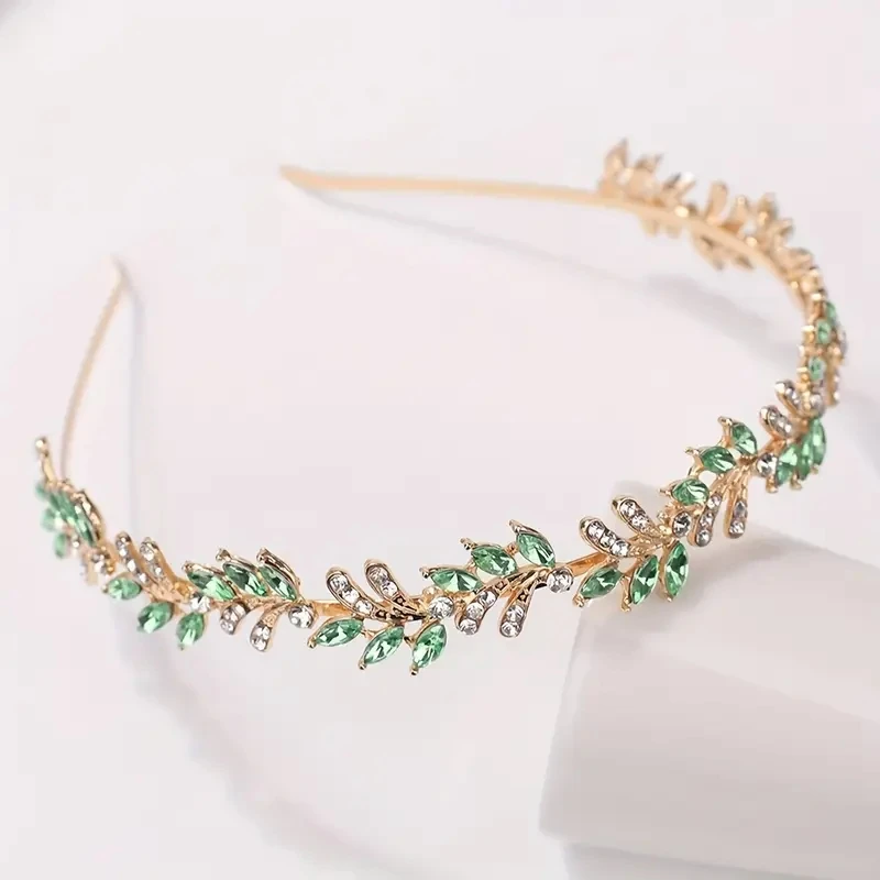 1 Stück europäische amerikanische Retro-Strass-Krone, Legierung, Braut-Kopfbedeckung mit exquisitem französischem Blatt-Stirnband-Design, Haar-Accessoires – Detail 9