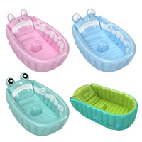 J15U Foldable Bathtub Baby Bath Tub Cartoon Animal Pattern Inflatable Bathtub