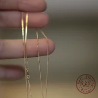Collier chaîne Simple en argent Sterling 925 plaqué or 14K pour femmes, bijoux polyvalents de tempérament à la mode 1