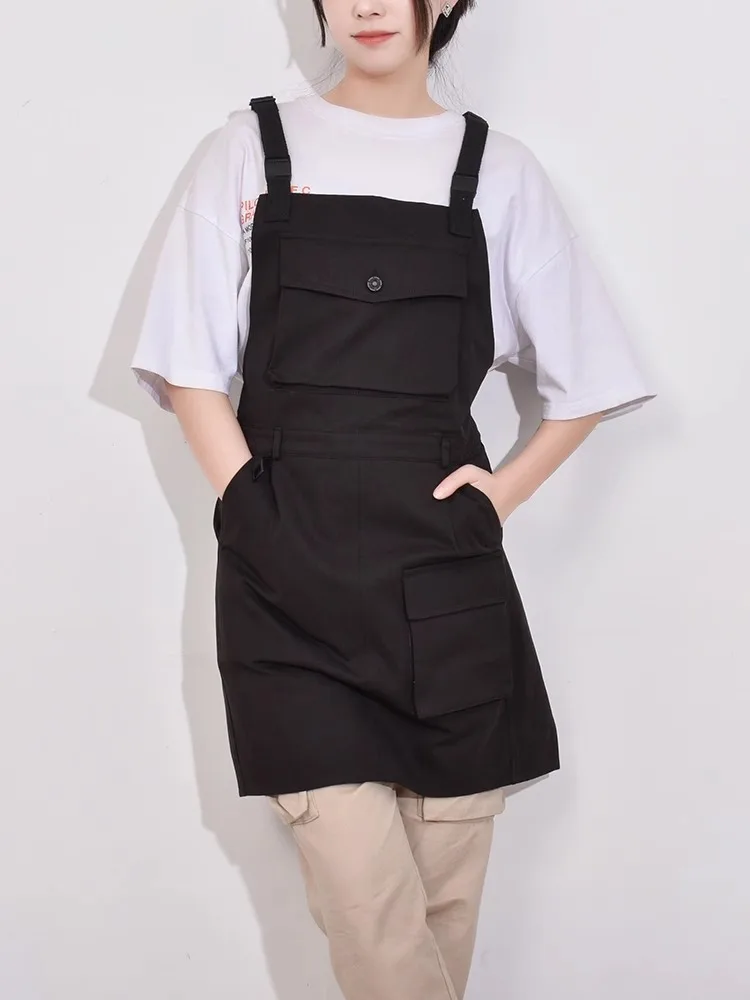 

Fashion Korea Canvas Woodworking Antifouling Barista Kitchen Restaurant Barber Uniform Cleaning Durable Overol Waterproof Apron