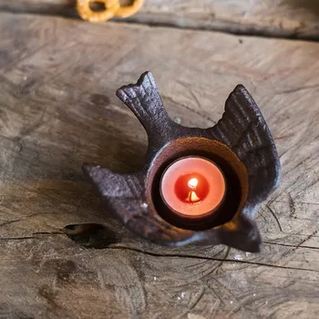 New Nordic Style Candlestick Wrought Iron Vintage Windproof Candle Holder Dinner Table Creative Small Ashtrays Home Decor