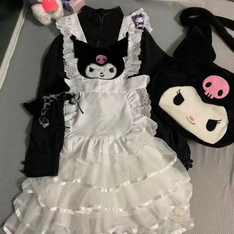sanrioed-anime-cartoon-kuromi-skirt-ins-girly-heart-kawaii-jk-maid-dress-set-accessories-holiday-gifts