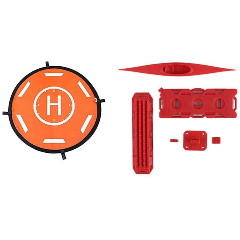 

2 Set Accessories: 1 Set Sand Ladder Recovery Board+Canoe+Simulation Fuel Tank & 1 Set Foldable Landing Pad 56CM