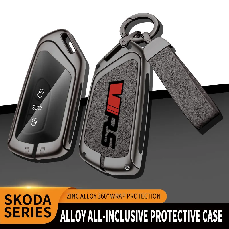 

Car Zinc Alloy Key Case Bag For Skoda VRS RS Octavia 3 Fabia Rapid Superb Karoq Kodiaq Kamiq Scala Car Key Chain Metal Key Shell