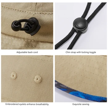 UPF 50+ Foldable Sun Hat Patterned Under Brim Bucket Hats for Summer Hiking Fishing Beach Safari Men Women 6