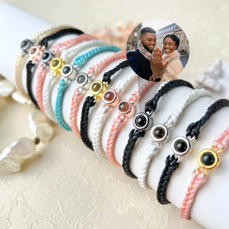 

Personalized Photo Projection Bracelet Custom Photo Bracelet Customized Picture Couple Bracelets Jewelry Unique Memorial Gifts