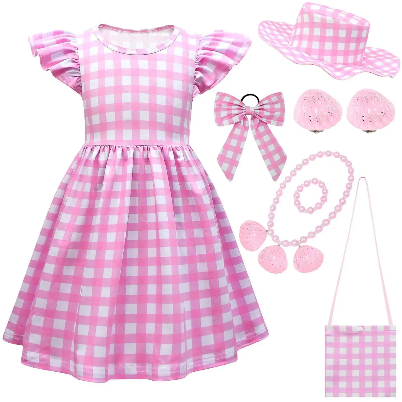 

2023 New Pink Dress Girl Cosplay Live Action Movies Dress Halloween Role Play Costumes Children's Masquerade Show dresses kids