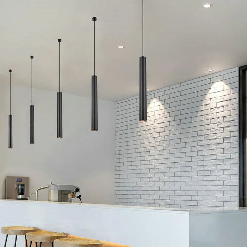 모던한 침실 머리맡 AC110V 220V Led 펜던트 조명, 북유럽 튜브 램프, 주방, 식당용 램프, 배경 12w 행램프